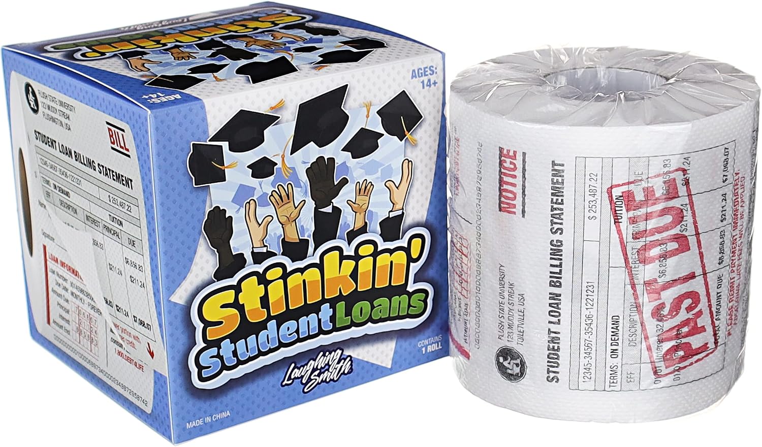 Laughing Smith Stinkin' Student Loans - Fake Toilet Paper Gag Gift - Toilet Prank for Students & Graduates - Adult Pranks - Funny Design Novelty Paper image 3