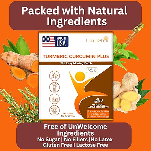 Miniatura 2 de Live To Shine Paquete de parches D de curcumina de cúrcuma y calcio y magnesio, sigue moviéndose, mantente fuerte, suministro para 30 días cada