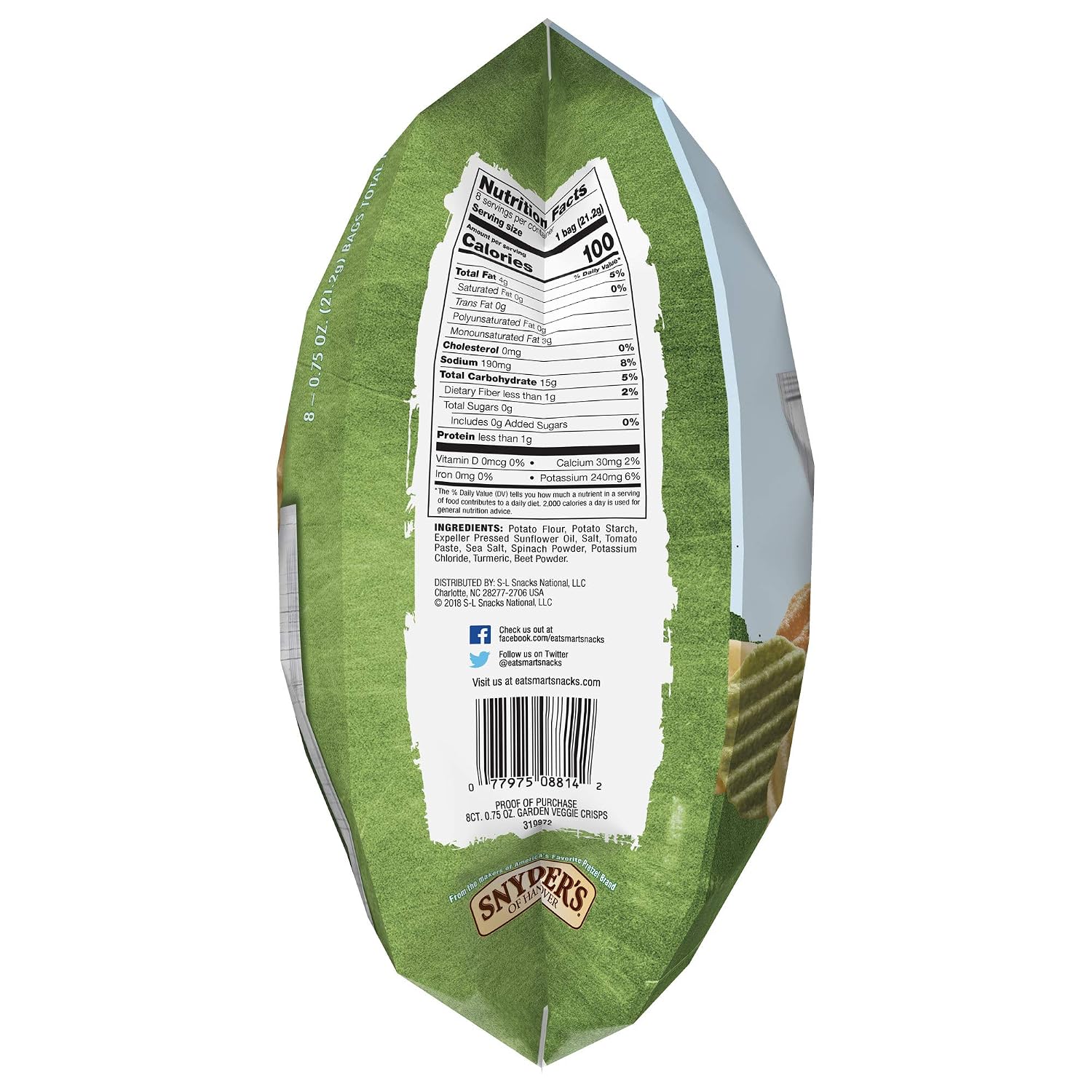 Eatsmart Snacks Veggie Crisps, 0.75 Oz, 8 Ct