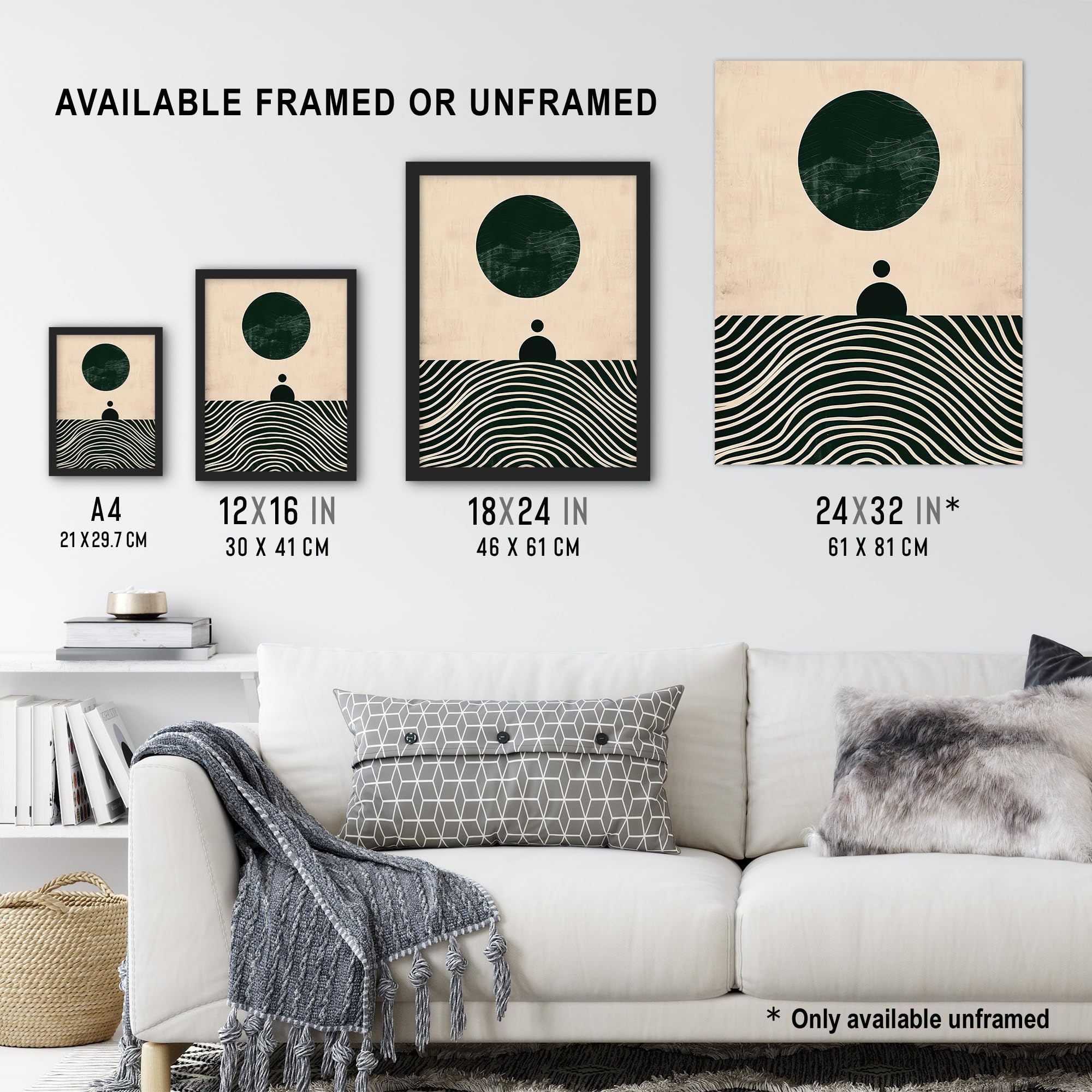 Artery8 Tranquil Green Sea Abstract Calm Bauhaus Design For Living Room Extra Large XL Wall Art Poster Print - Image 3