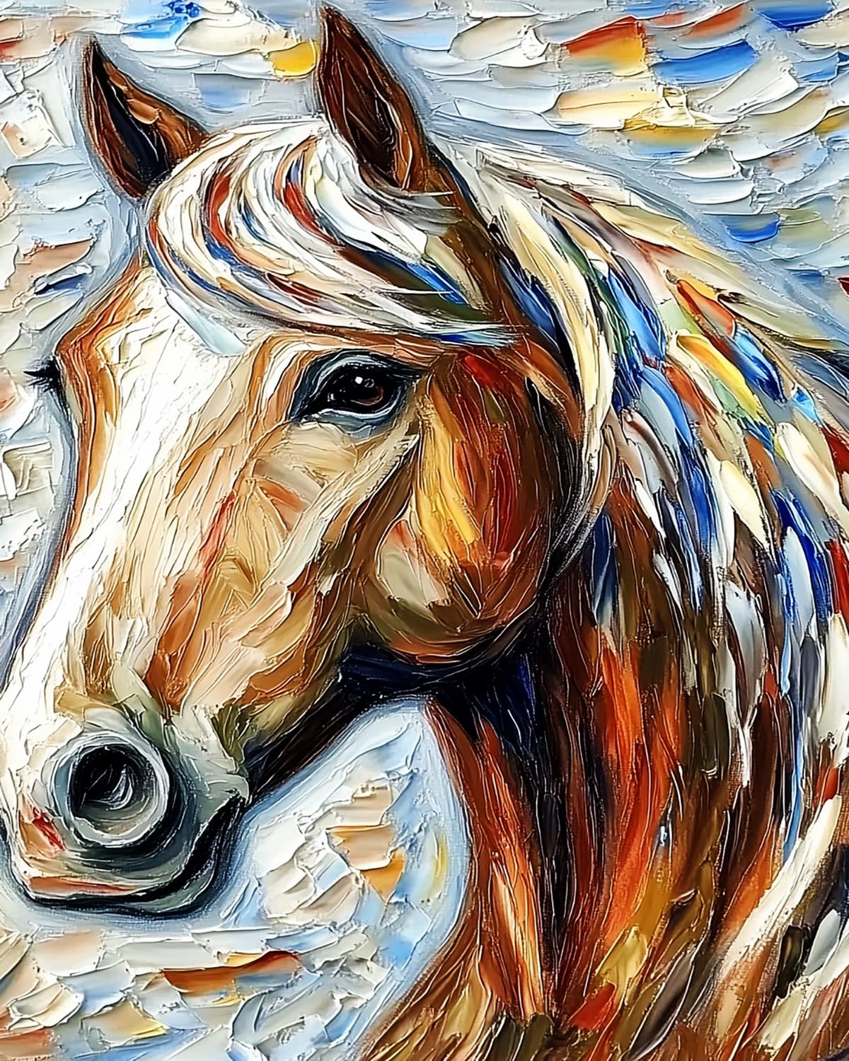 Liubaishi Multicolour Paint By Numbers For Adults, Diy Acrylic Canvas Painting Kit, Horse With Colourful Mane, 40X50 Cm