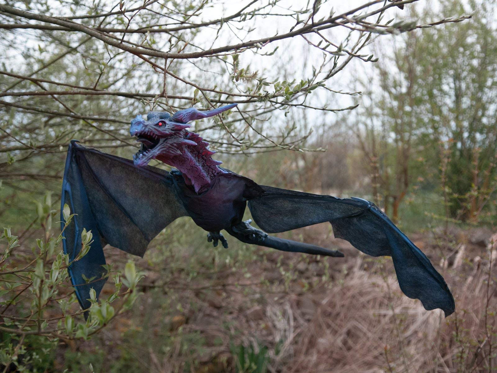 EUROPALMS Halloween Flying Dragon, animiert, blau, 120cm | Animierte Drachenfigur zum Aufhängen