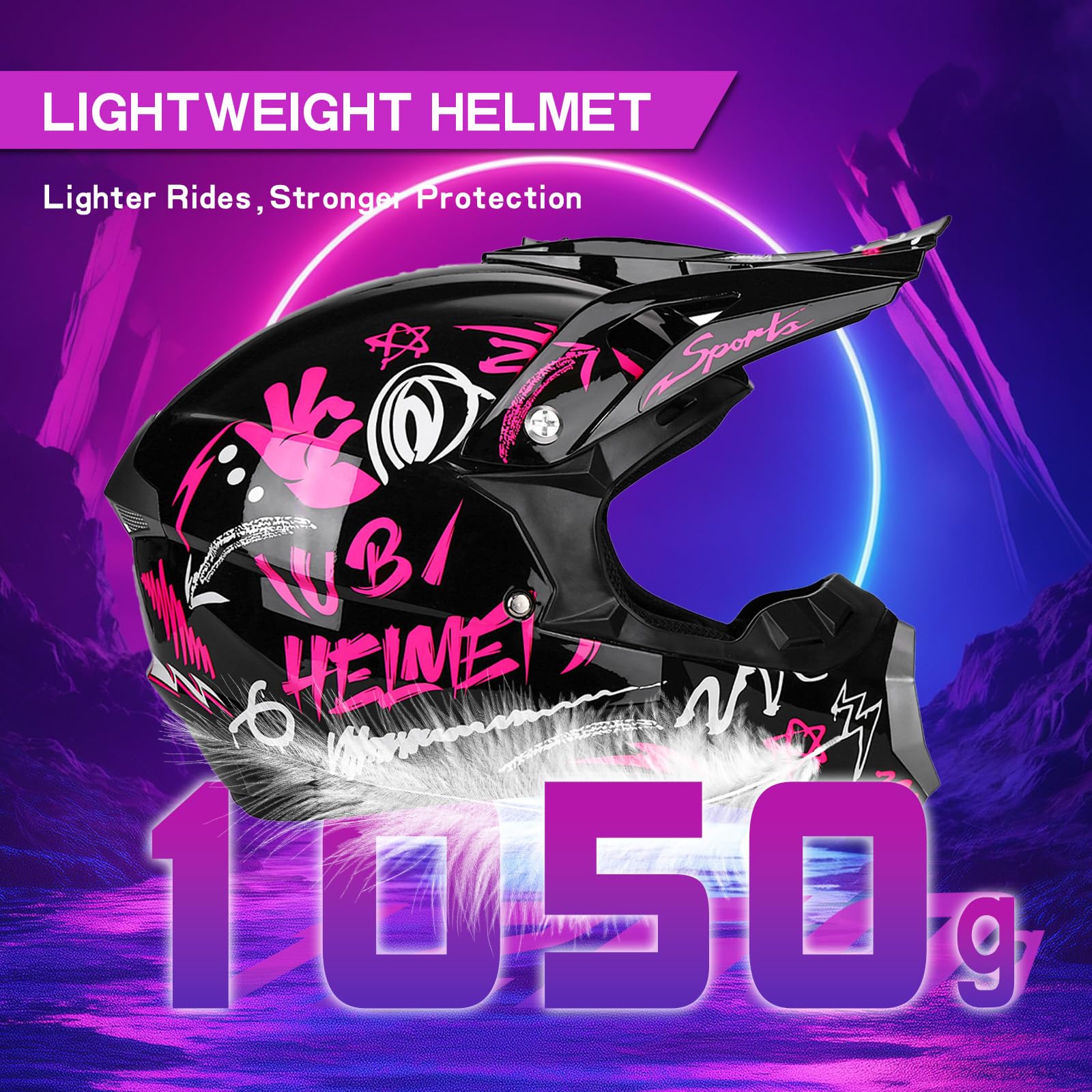 Crosshelm Kinder 5-15jährigen, MTB Downhill Motorradhelm, Mit Brillen Maske, Damen Herren Fullface Motocross Helm, Fürs Motocross Verwendet, Sondern Auch Für Quad- Und ATV-Fahrten