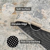 Vista 3 de Morebes Alfombra Moderna Abstracta para Pasillo, 2 x 7 Gris Alfombra de Pasillo Antideslizante para Cocina, Alfombra Lavable para Interiores