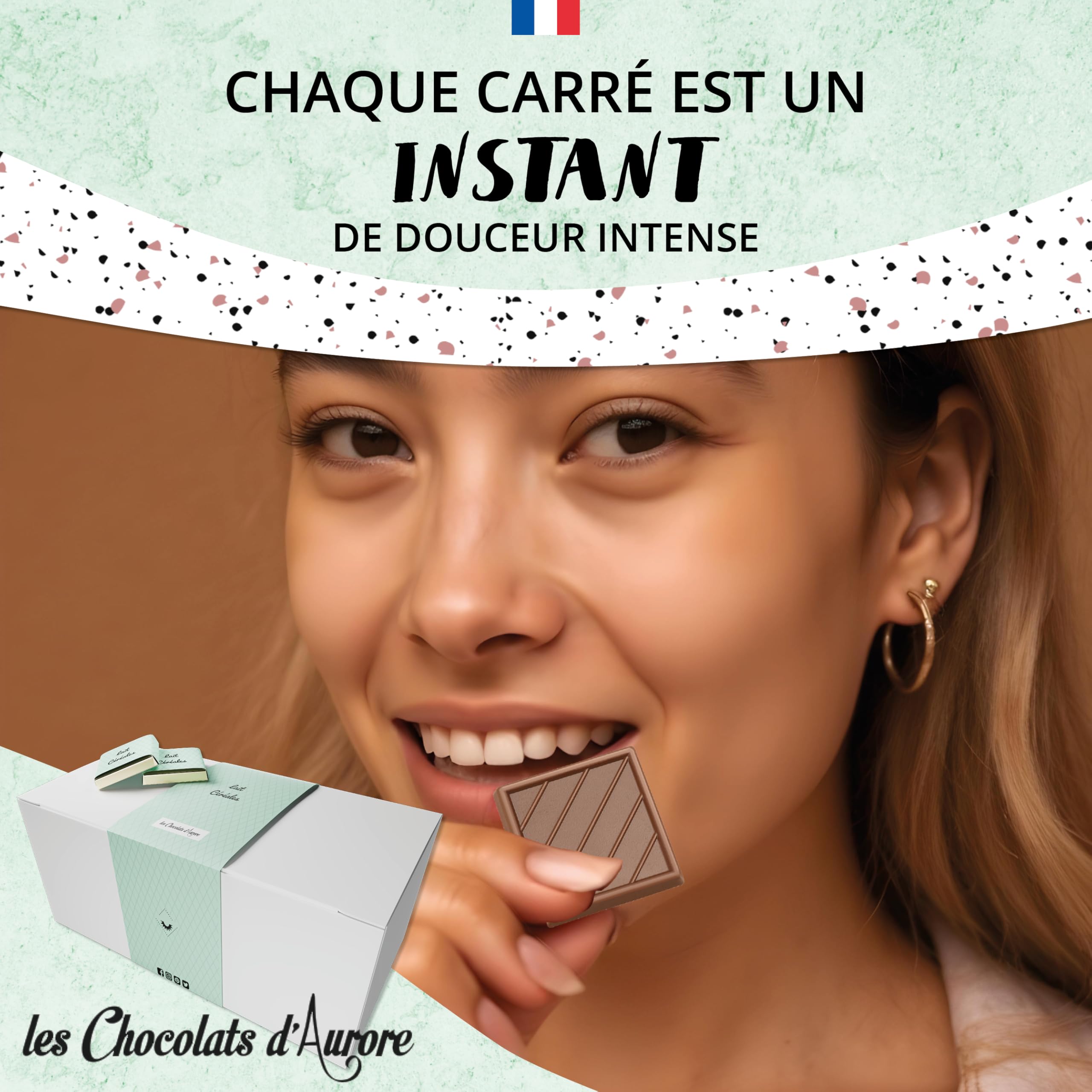 Coffret de Chocolats - Boîte de 70 Carrés de Chocolat Individuels au Lait et Céréales Croustillantes à Déguster ou Offrir - 100% Pur Beurre de Cacao - Fabriqué en France - 350 Gr