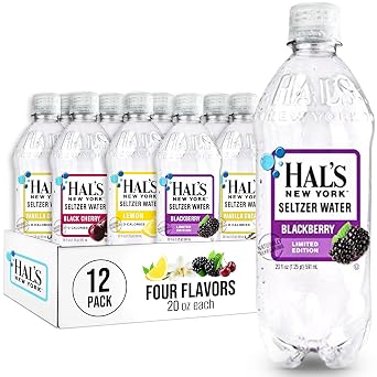 Hals New York Seltzer Water, Best Sellers 4-Flavor Variety Pack Sparkling Water, 20 Fl Oz Bottle Pack of 12