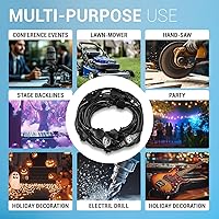 Vista 6 de COLSEN Cable de extensión con múltiples tomas: cable SJTW de alimentación de calibre 16 resistente de 25 pies, enchufe múltiple NEMA de 15 amperios