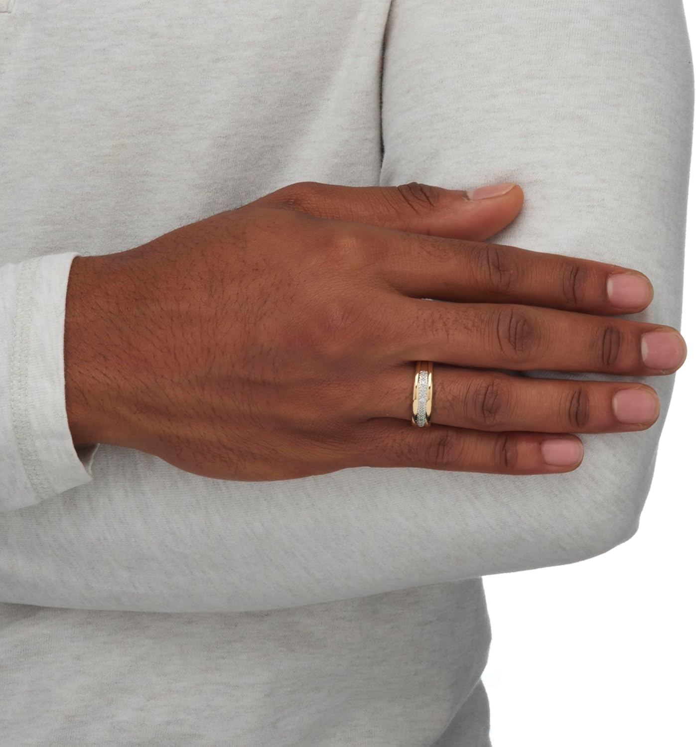 PalmBeach 10K Yellow Gold Round Genuine Diamond Wedding Band Ring (1/5 cttw, I Color, I3 Clarity) Sizes 7-13