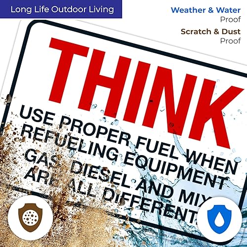 Miniatura 27 de Think When Refueling Equipment to Use Proper Fuel Gas Diesel and Mix Sign, 24x30 Inches, 3M EGP Reflective .080 Aluminum, Fade Resistant, Made in USA