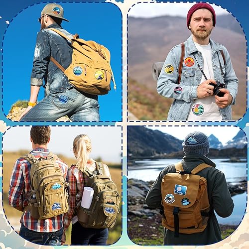 Vista 7 de Hotop 48 parches para planchar con temática de campamento, parches de aventura al aire libre, mochileros de montaña, parches bordados para jeans