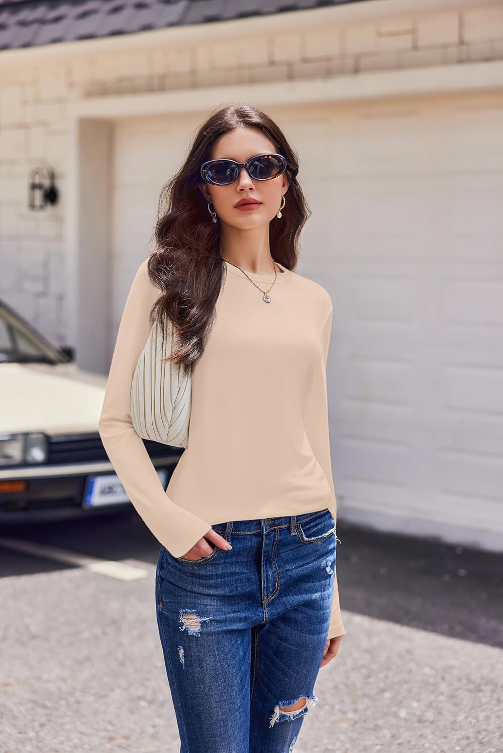 Ekouaer Womens Long Sleeve Shirts 3 Pack Crew Neck Thermal Tops Loose Fit Undershirt Base Layer Trendy Clothes XS-XXL - Image 5