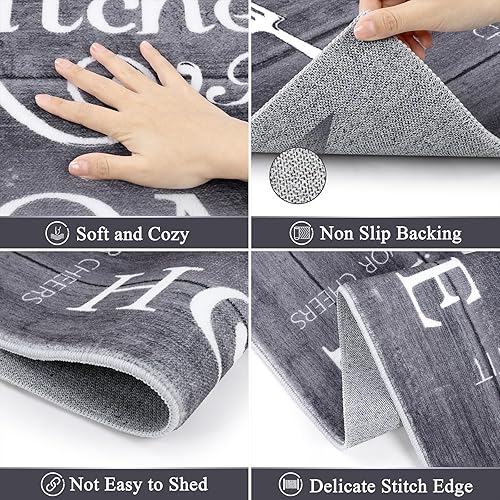 Miniatura 4 de Vaukki Juego de 3 tapetes de cocina bohemios, lavables para piso, tapete de cocina suave antideslizante para cocina, cuarto de servicio y pasillo