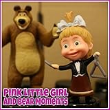 Pink Little Girl and Bear Moments