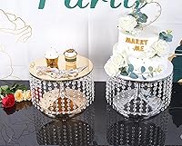 Vista 3 de Soporte dorado para tartas de boda de 8 pulgadas de alto, base redonda de 12 pulgadas de diámetro, soporte para servir pasteles con lámpara