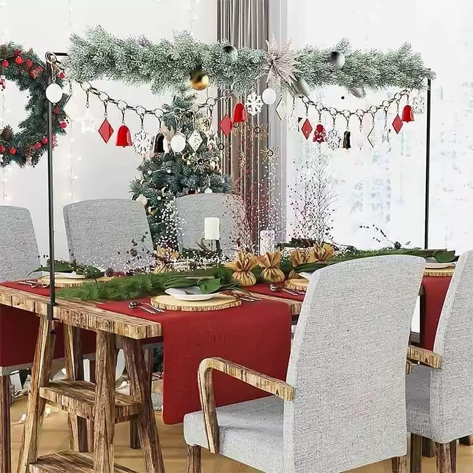 Arche de table réglable de 80 à 250 cm - En métal - Avec doubles pinces - Pour mariage, anniversaire et décoration de Noël - Support décoratif de table pour ballons et guirlandes - Noir