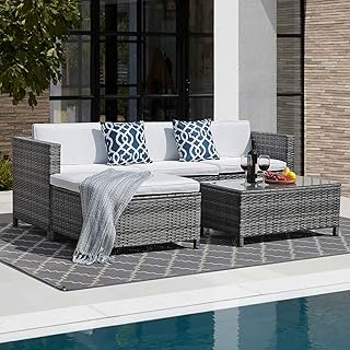 Super Patio Outdoor Patio Furniture Set, 5 Piece PE Wicker Rattan Outdoor Sectional, All-Weather Patio Conversation Set wi...