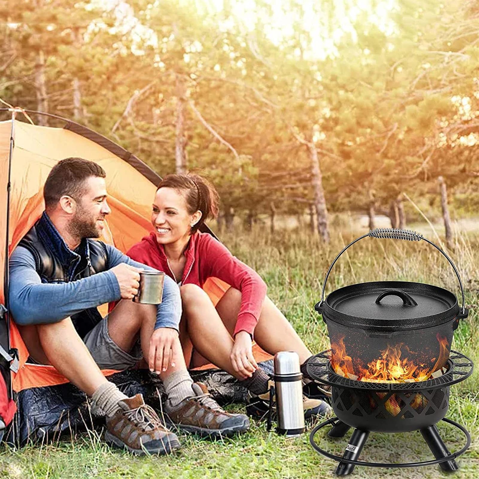 Buffalo BBQ Olla Holandesa Hierro Fundido 7.5L - Para Barbacoa, Camping Y Exteriores Con Accesorios