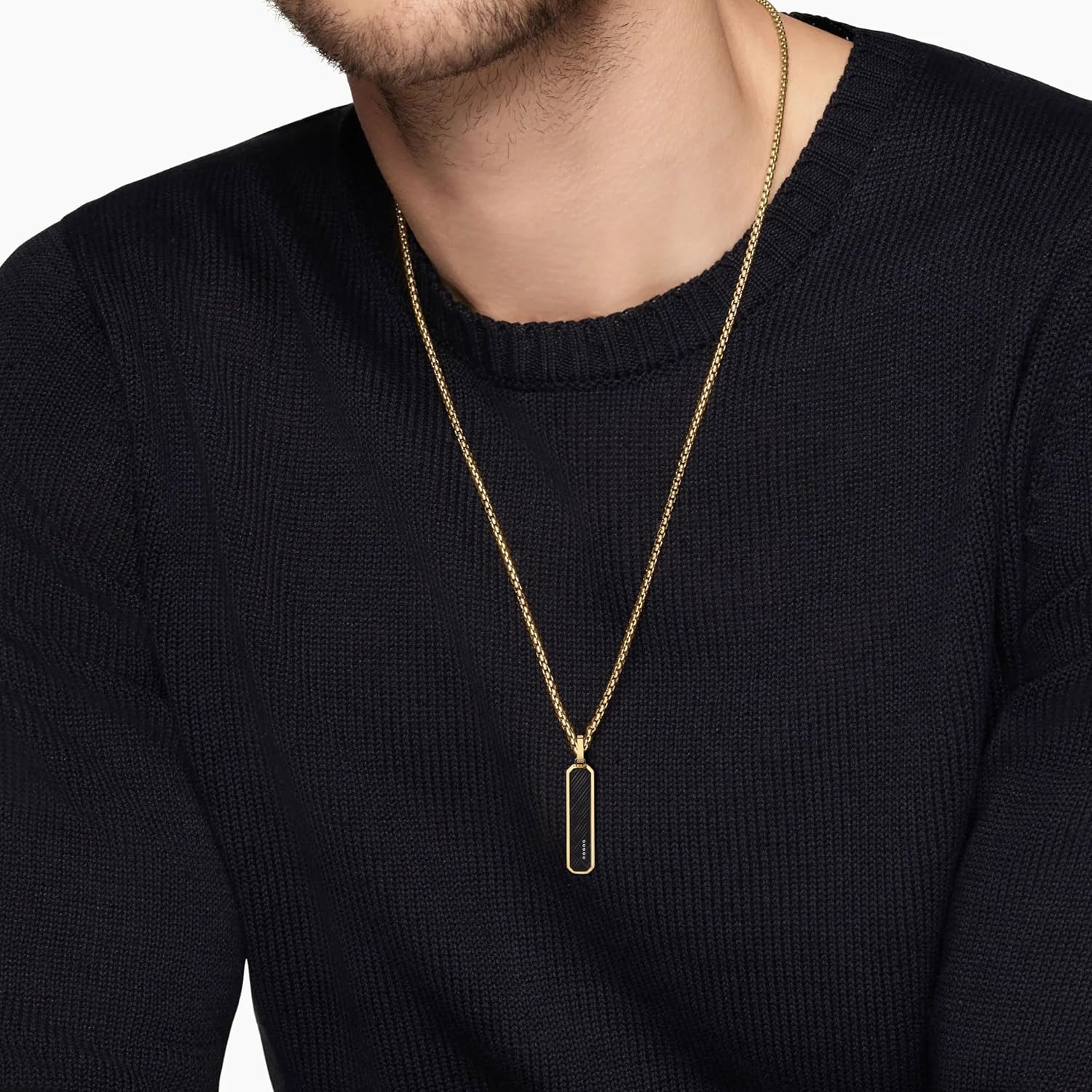 GAVU Tag Necklace for Men, Men’s Stainless Steel Pendant Necklace Black Tag Pendant for Men - Image 2