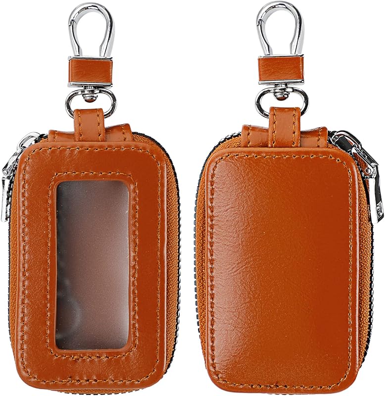 Kit com 2 Capas para Chave Automotiva em Couro com Zíper e Argola