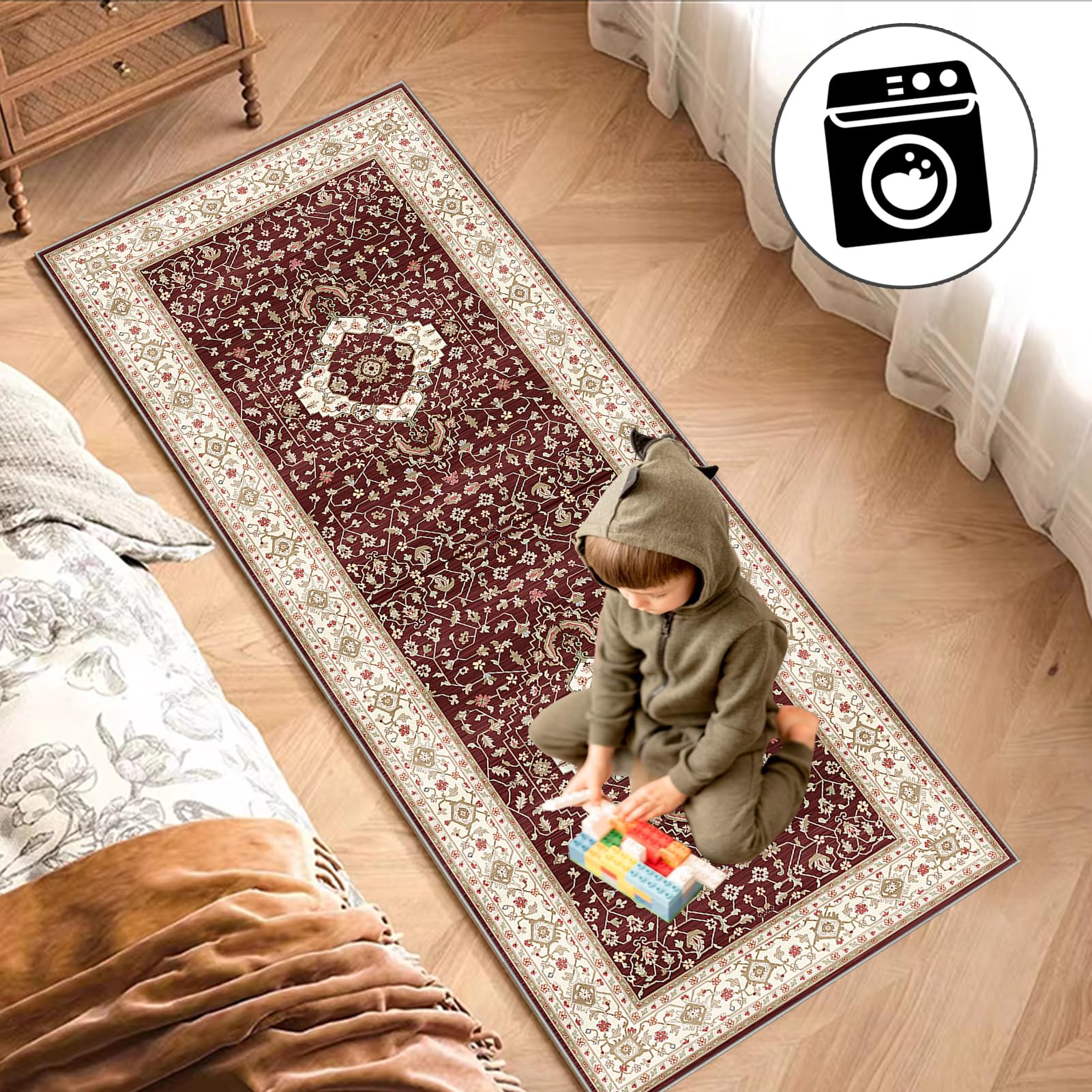 Dywan do korytarza antypoślizgowy dywan kuchenny zmywalny dywan długi korytarz 90 x 350 cm dywan salon krótkie włosy dywan przedpokój wejście wycieraczka długi wąski dywan do jadalni