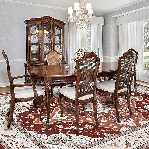 Miniatura 4 de HOMFINE Alfombra de área de 6 x 9 pulgadas, suave, lavable con respaldo antideslizante, patrón floral de plantas naranjas, alfombra vintage para