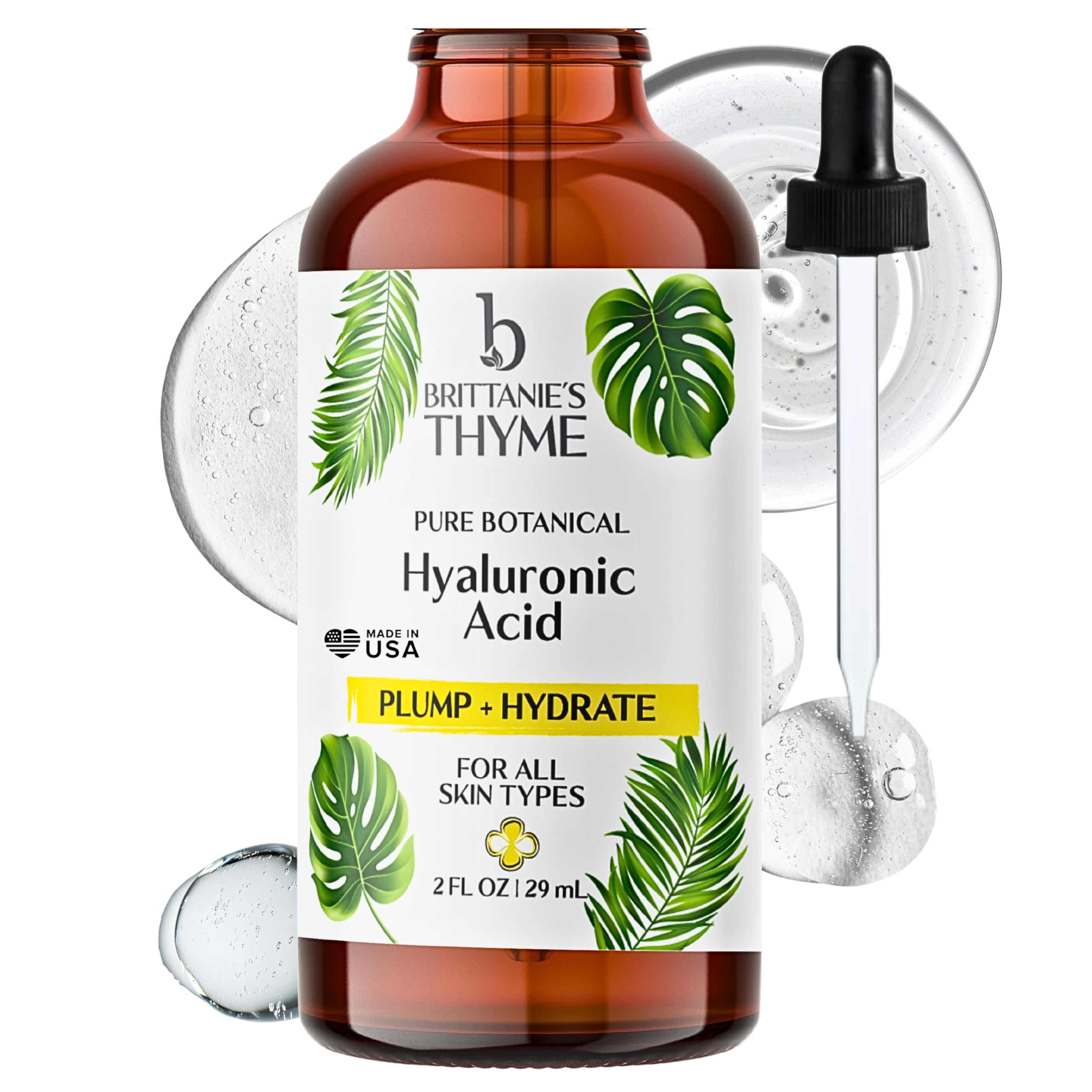 Brittanie’s Beauty Pure 100% Hyaluronic Acid Serum – Intense Hydration & Plumping Formula | Anti-Aging Serum for Fine Lines & Wrinkles | Deep Moisture for Dry, Sensitive & Mature Skin | Made in USA