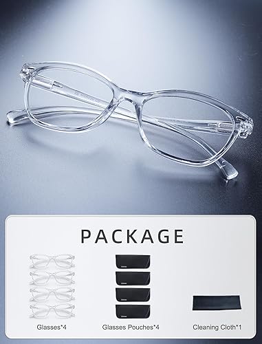 Miniatura 10 de HEEYYOK Paquete de 4 lentes de lectura para mujer, marco redondo, bisagras de resorte, colorido a la moda para mujer, con funda suave 4.00