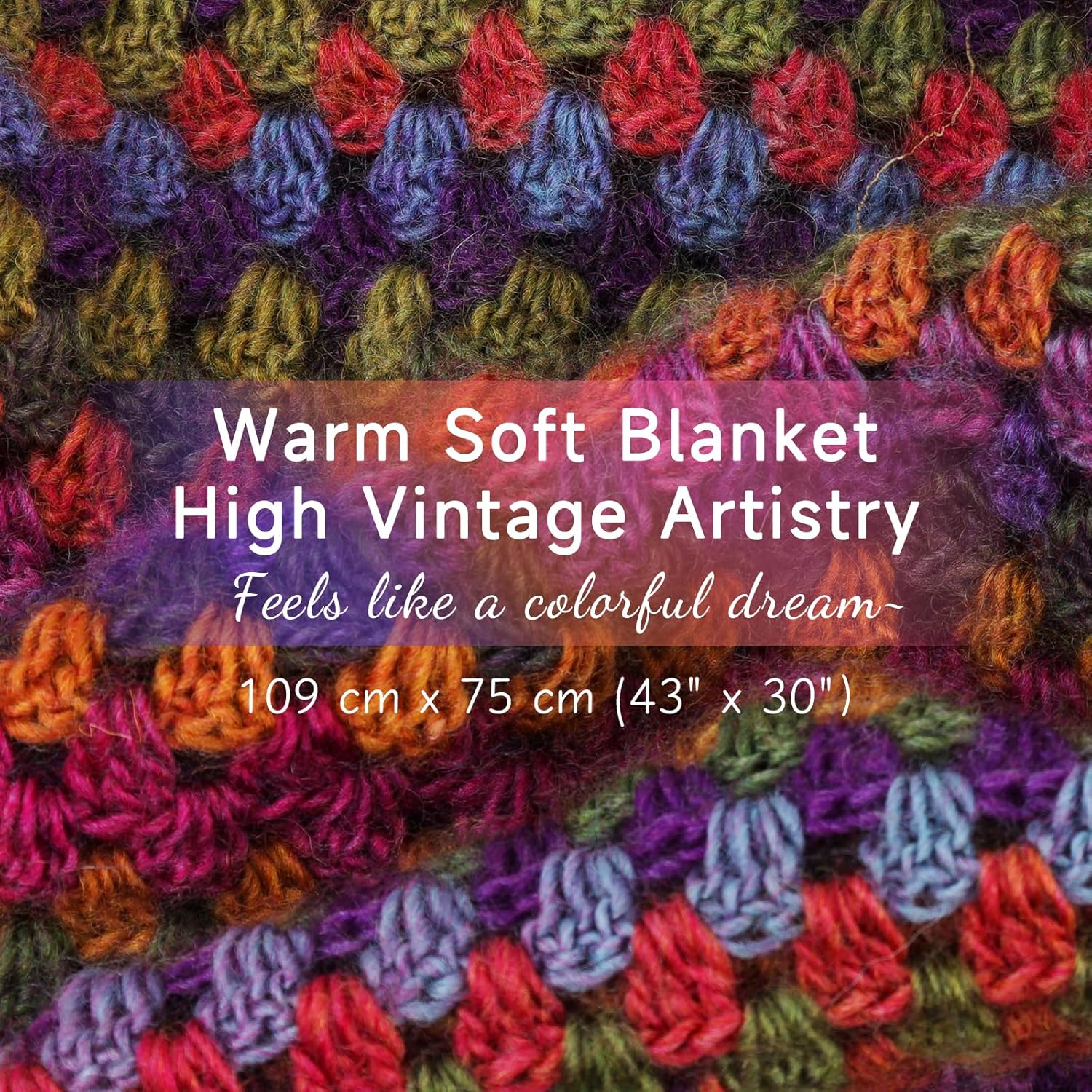 Aeelike Blanket Crochet Kit for Beginners, Ombre Rainbow Blanket, Complete Starter Crochet Kit w Enough & Warm Wool Yarn, Videos Tutorials, Easy Knitting Kits for Adults