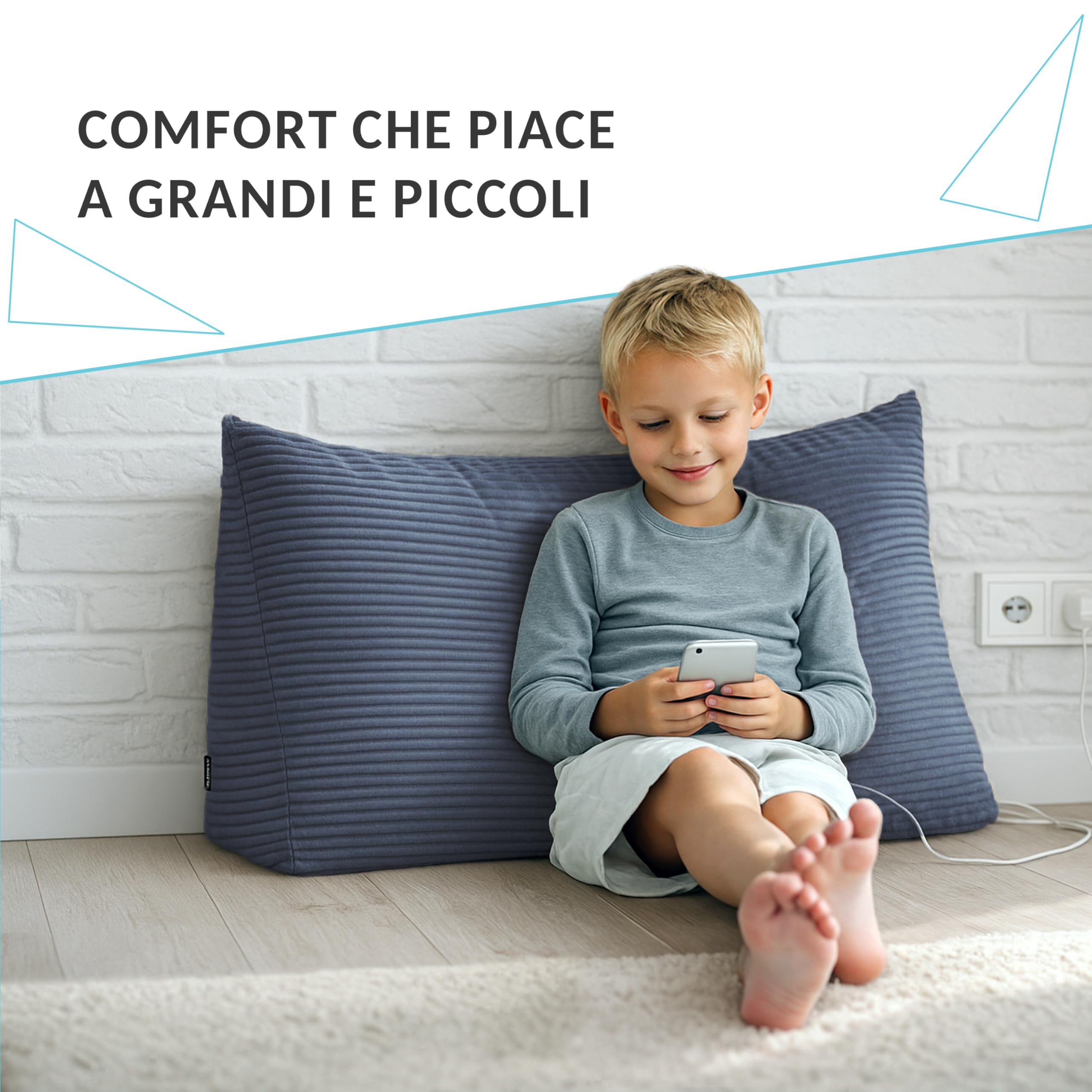 POKAR Cuscino da Lettura 150x50x20 cm | Cuscino Schienale Divano in Velluto Corduroy con Appoggio Schiena Grande | Cuscino Triangolare Cuneo Testata Letto | Certificato Oeko Tex 100 | Beige