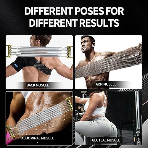 Miniatura 5 de Expansor de pecho MKHUIBU 7 Spring desmontable para hombre expansor de pecho con mango de aleación de aluminio y resortes de ejercicio para el