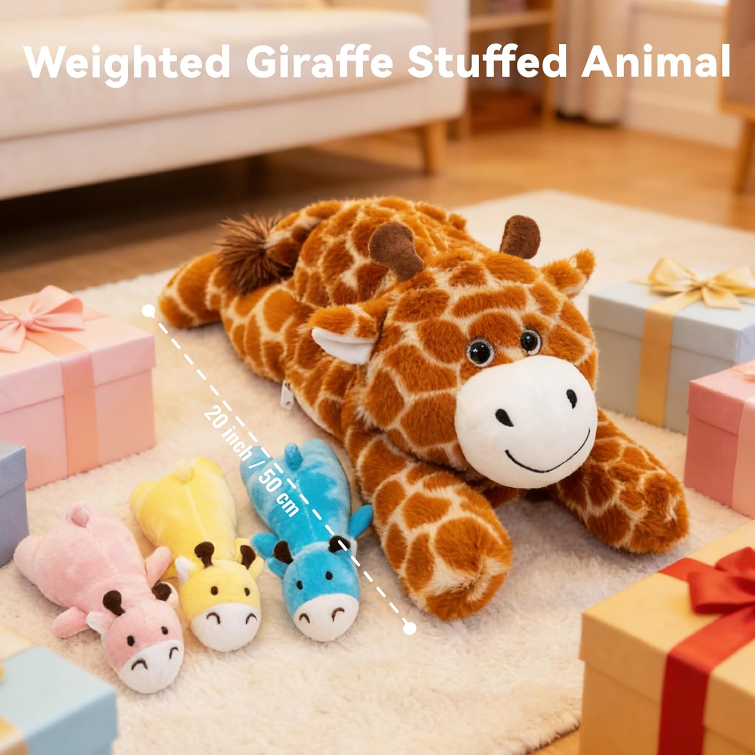 Giraffe Stuffed Animals, Mommy Giraffe Plush with Baby, 4 Pcs Plush Toy for Girl Boy, Birthday Valentine's Gifts for Girlfriend, Kids, Toddler, Age 3-8, Yellow - Image 2