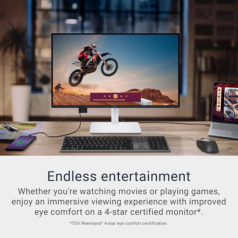Dell 27 Monitor S2725QC, 4K UHD IPS, 120Hz, 99% sRGB, 4ms, FreeSync Premium | 3840x2160, 163 PPI, USB-C, HDMI, DisplayPort, Anti-Glare, Eye Comfort Technology, LED Edgelight System image 2