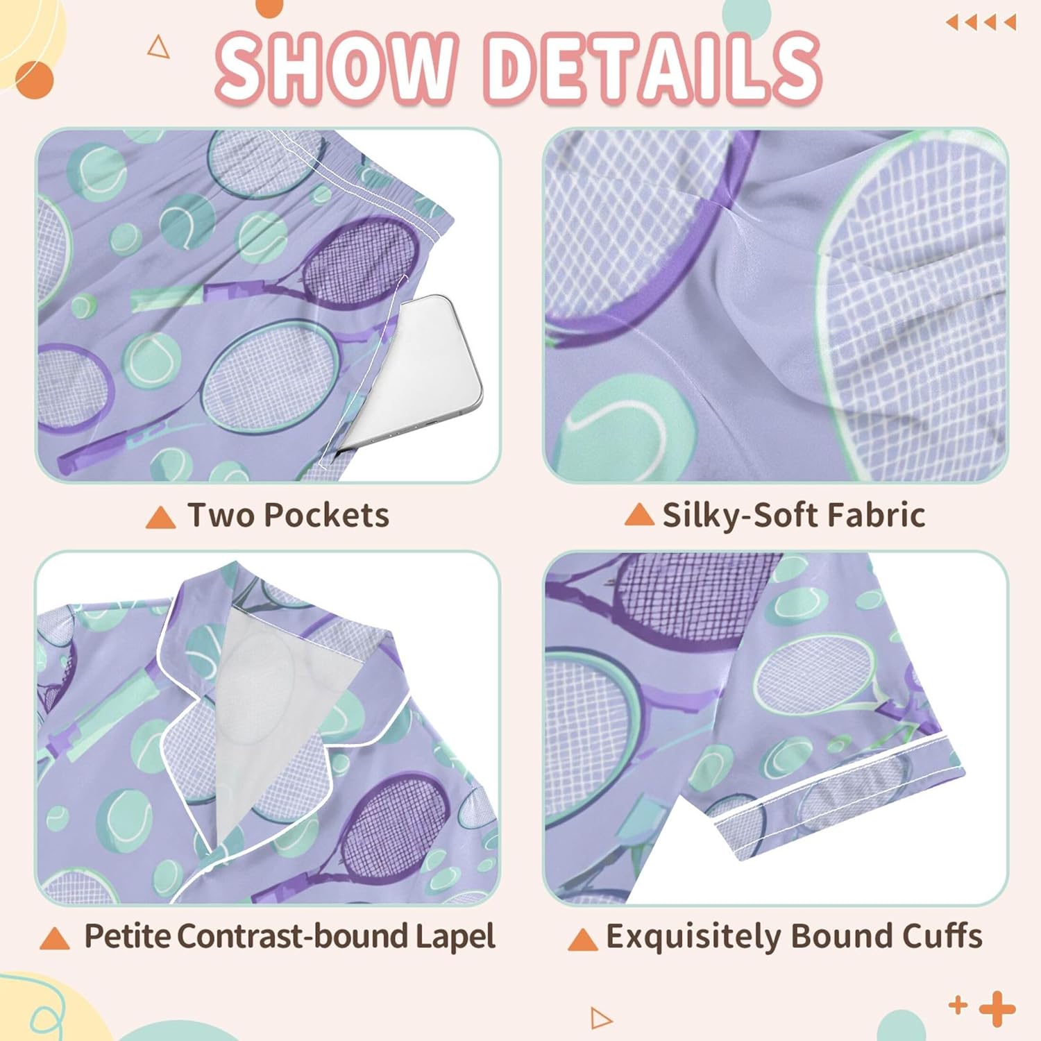 Silk Pajama Sets Short Sleeve Pajamas Soft Sleepwear 2 Piece Pjs Set