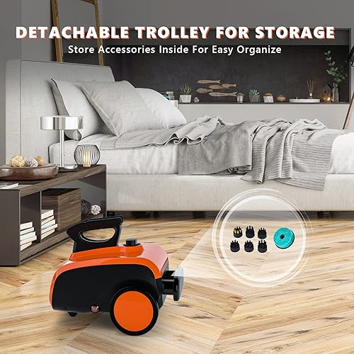 Miniatura 6 de ARLIME Limpiador de vapor multiusos con 19 accesorios, fregona de limpieza para alfombras, automóviles, pisos con tanque de 1.5 L y cable de