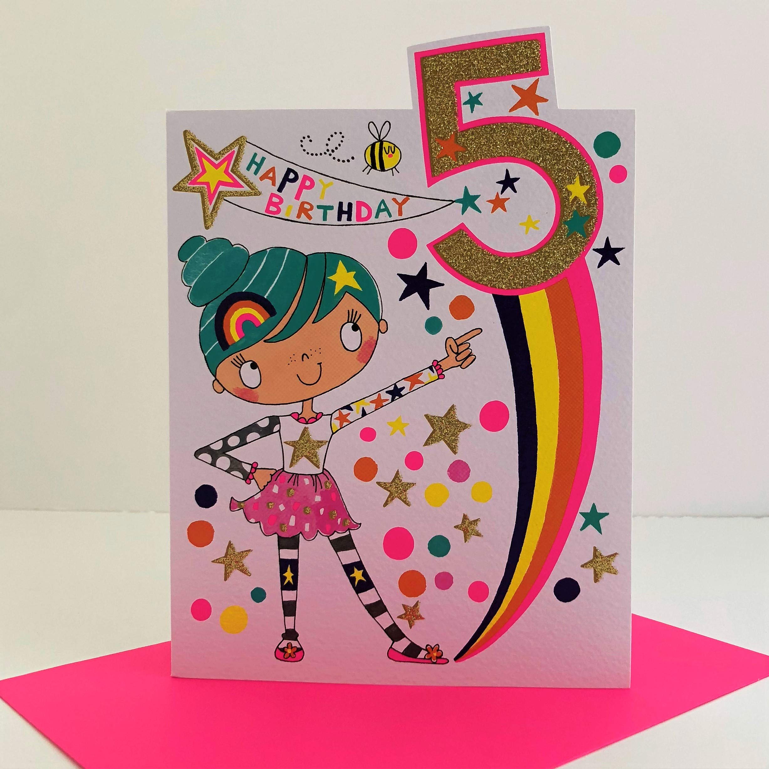 Rachel EllenDesigns Age 5 Suki Starburst Cherry on Top Birthday Card