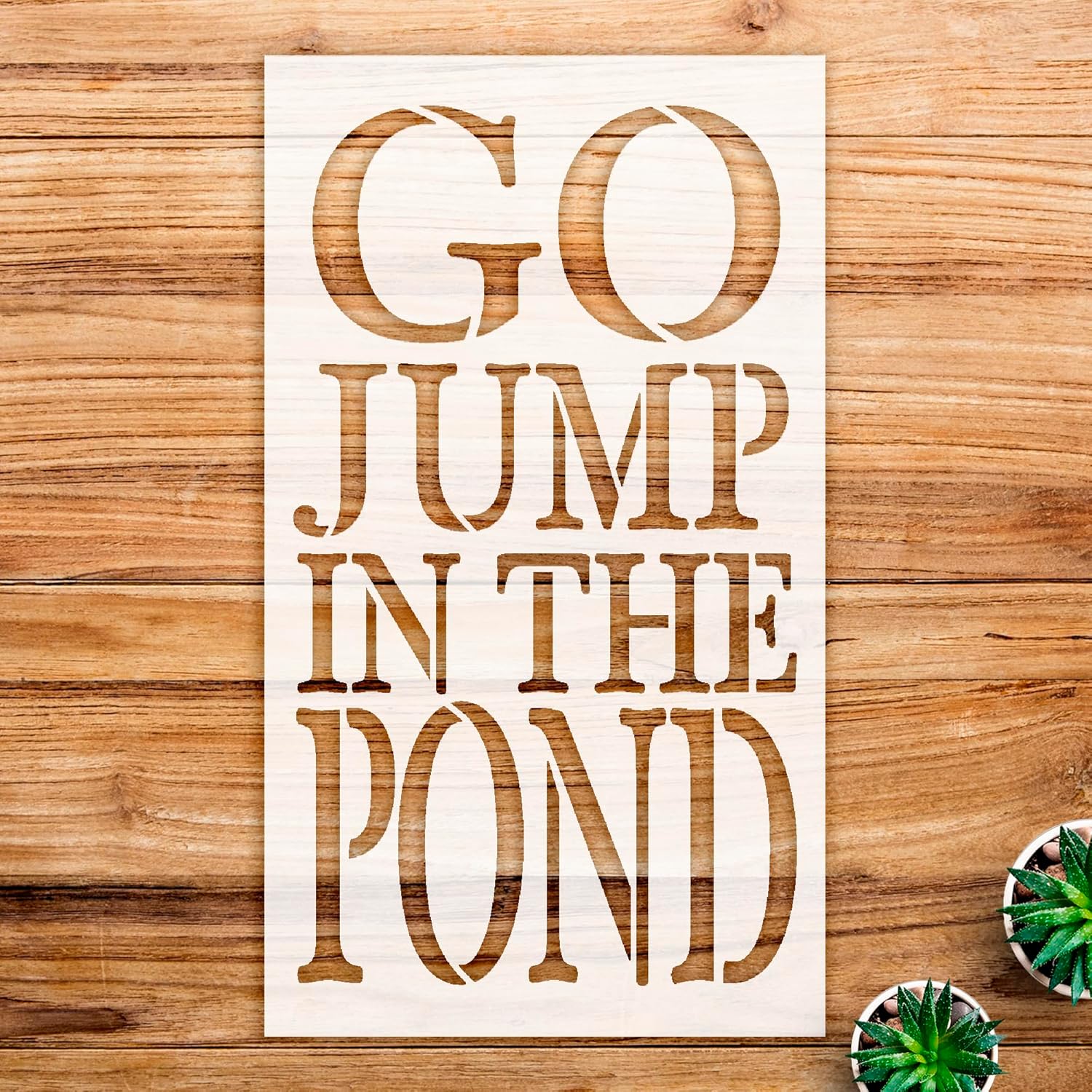 Jump in The Pond Stencil Pattern for Wood Signs and Crafts, Reusable Mylar Template, Ideal for Painting pallets and Home Decor Projects - Size A1 (18.9" x 33.1")