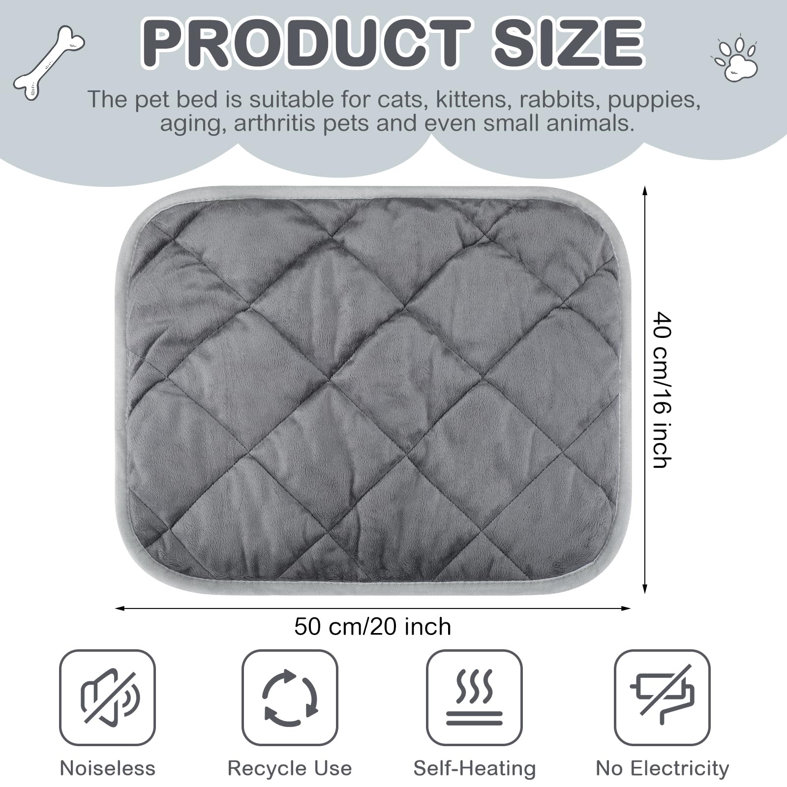 8 alfombrillas autocalentables para gatos de 16 x 20 pulgadas, almohadilla térmica cálida para jaula de mascotas, refleja el calor corporal, lavable, cama para perros y gatos, manta para