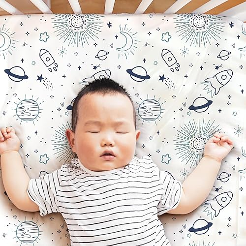 Miniatura 2 de The Peanutshell Sábanas de cuna, neutrales, juego de sábanas ajustables para cama de bebé, colchón de cuna de tamaño estándar, 52 x 28 pulgadas,