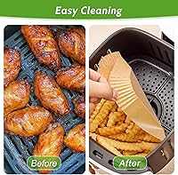 Vista 5 de 360 piezas de 16,5 cm de lado forros desechables para freidora de aire, papel de pergamino sin blanquear y resistente para freidora de aire, sin