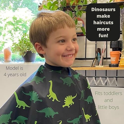 Miniatura 6 de Capa de peluquería para niños para cortar el pelo en casa, salón o peluquería, capa de corte de pelo para niños y niños pequeños, cuello ajustable