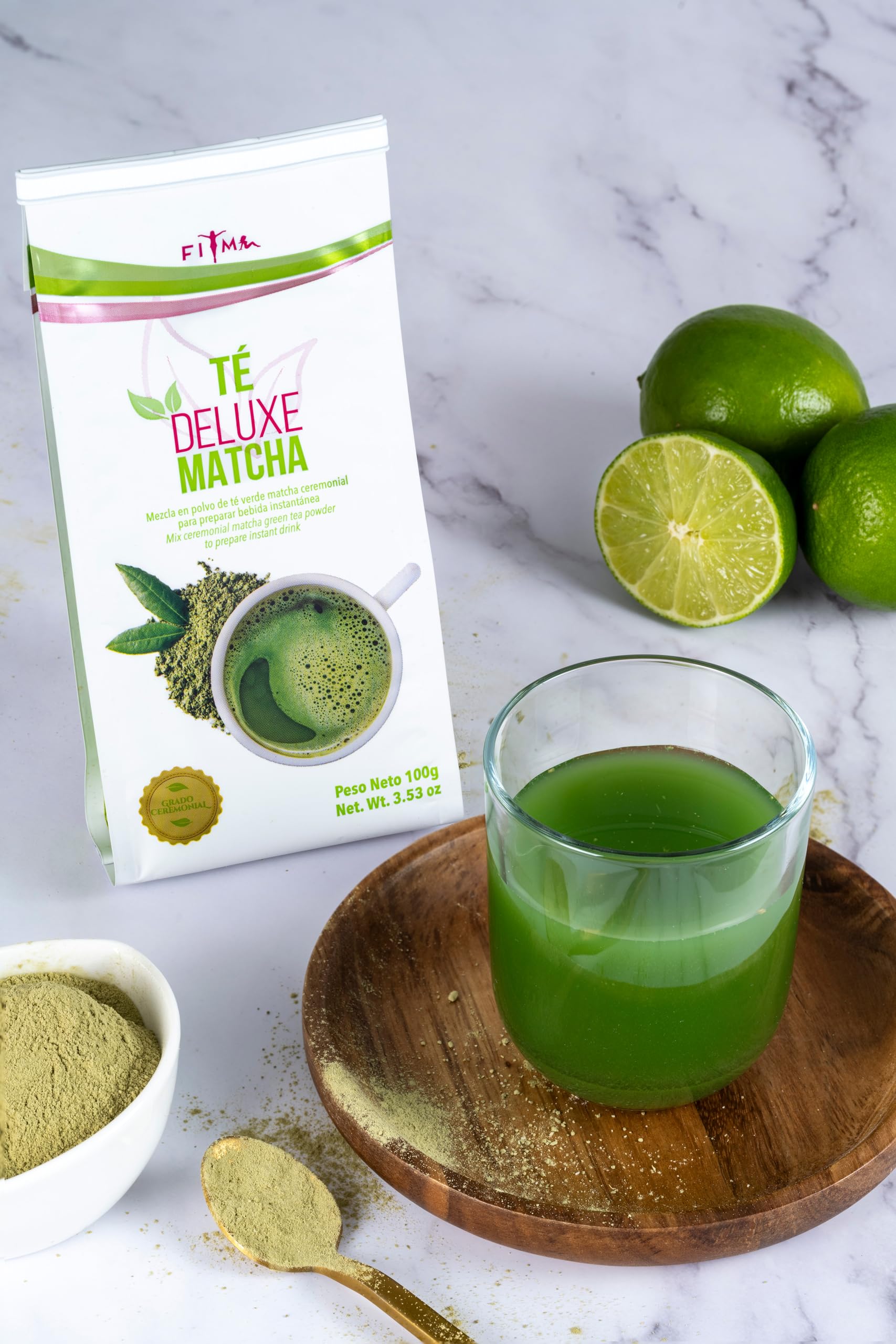 T Deluxe Ceremonial Grade Matcha Tea with Zesty Lemon Ginger Premium Japanese Instant Powder Blend Sweetened with Stevia — view 3