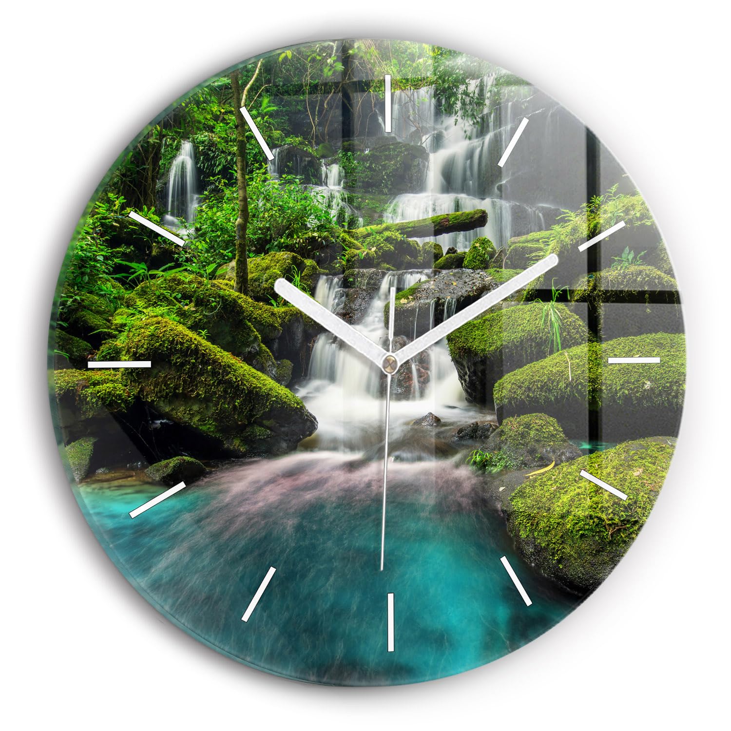Horloge en verre Cascade Thaïlande pour salon moderne et zen