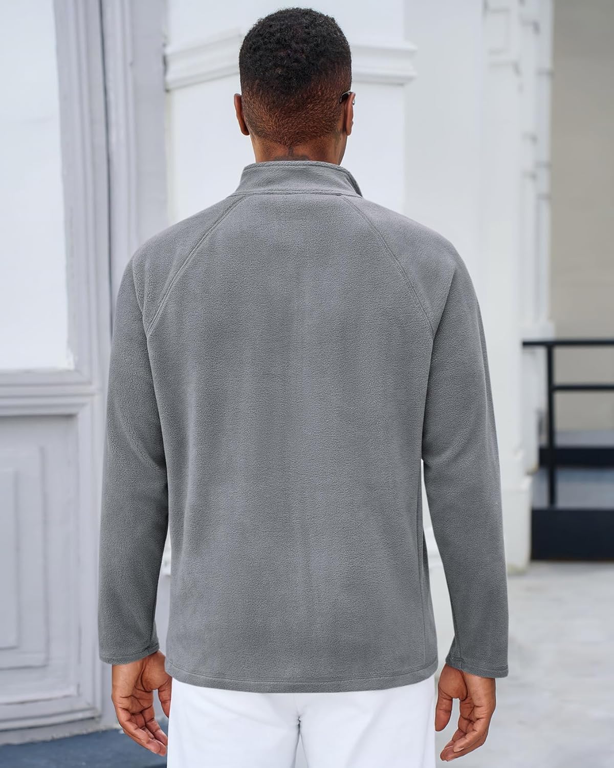 Runcati Mens Fleece Jacket Full Zip Lightweight Stand Collar Warm Jackets Casual Outdoor Windproof Coat with Pockets - Image 4