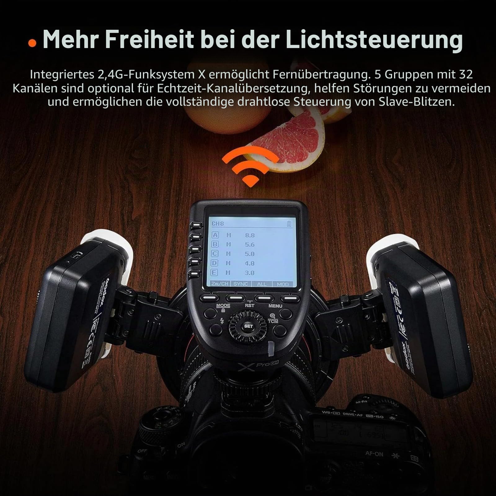 Godox MF12 Kit2 Makroblitz TTL 2,4GHz Funk-Ringblitz mit integrierter Batterie, 500 Blitze bei voller Leistung, Leistung 1/128–1/1, kompatibel mit Canon Sony Nikon Fujifilm Olympus Panasonic