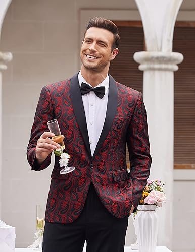Miniatura 3 de COOFANDY Chaqueta de Esmoquin Floral para Hombre con Solapa de Chal Paisley, Chaqueta Blazer para Cena, Baile de Graduación, Boda