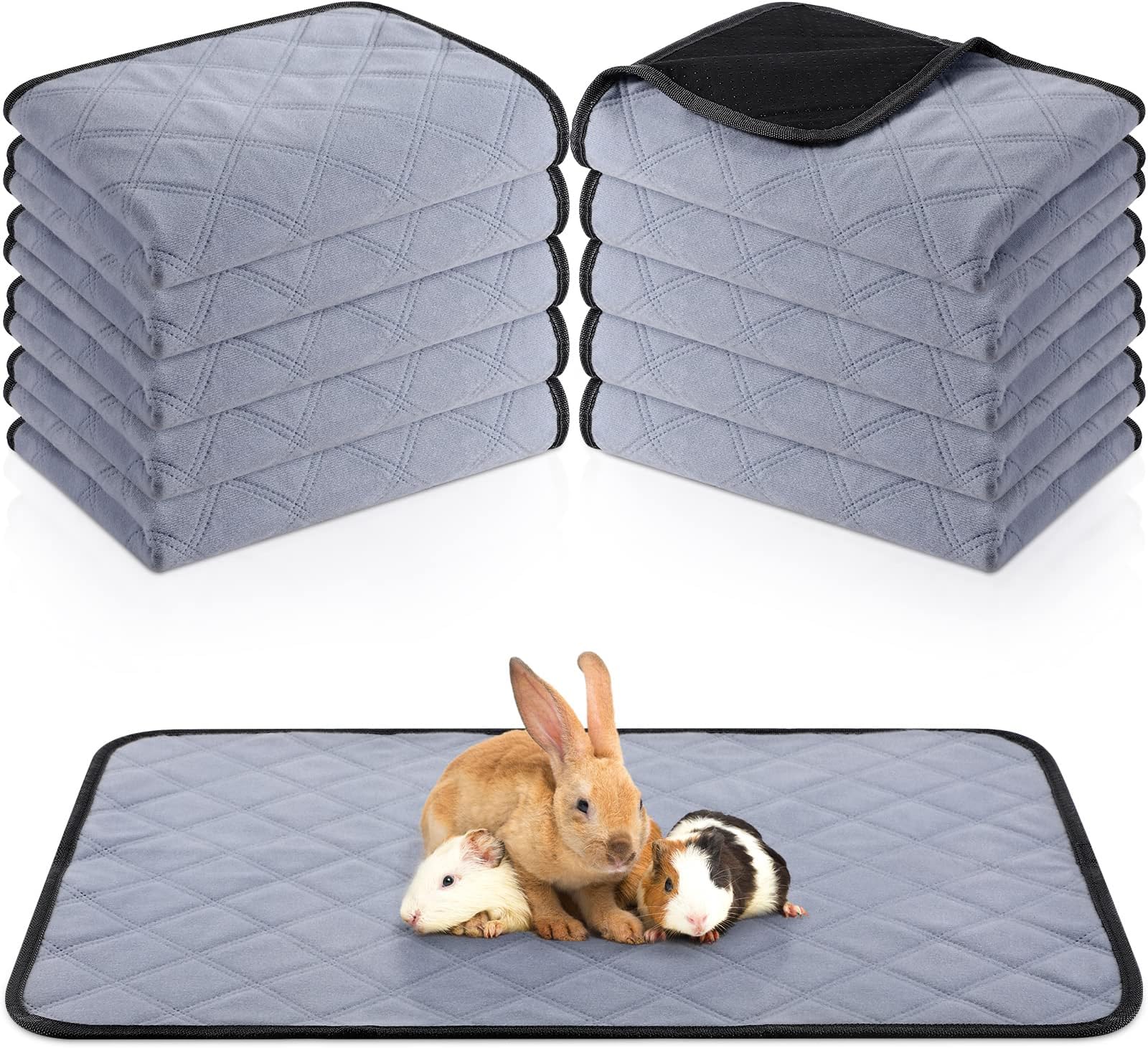 HzNzYHD 2 Pack Guinea Pig Fleece Cage Liners 90 x 60 CM, Washable Non