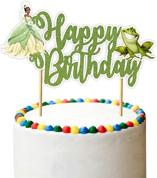 The Princss and the Frog Happy Birthday Cake Topper Magical Fairytale Princss Birthday Cake Decoration Premium, Durable, and Reusable Party Supplies Perfect Party Decoration for Girls
