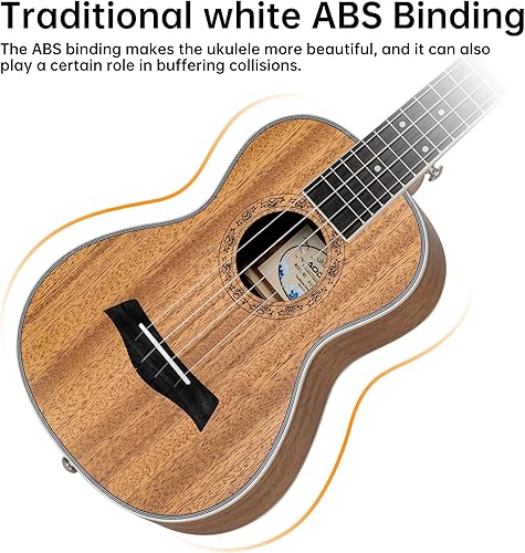 Miniatura 65 de AODSK Ukelele soprano para principiantes, kit de ukelele de 21 pulgadas con bolsa de concierto, correa, sintonizador de cuerda de nailon, 4 púas