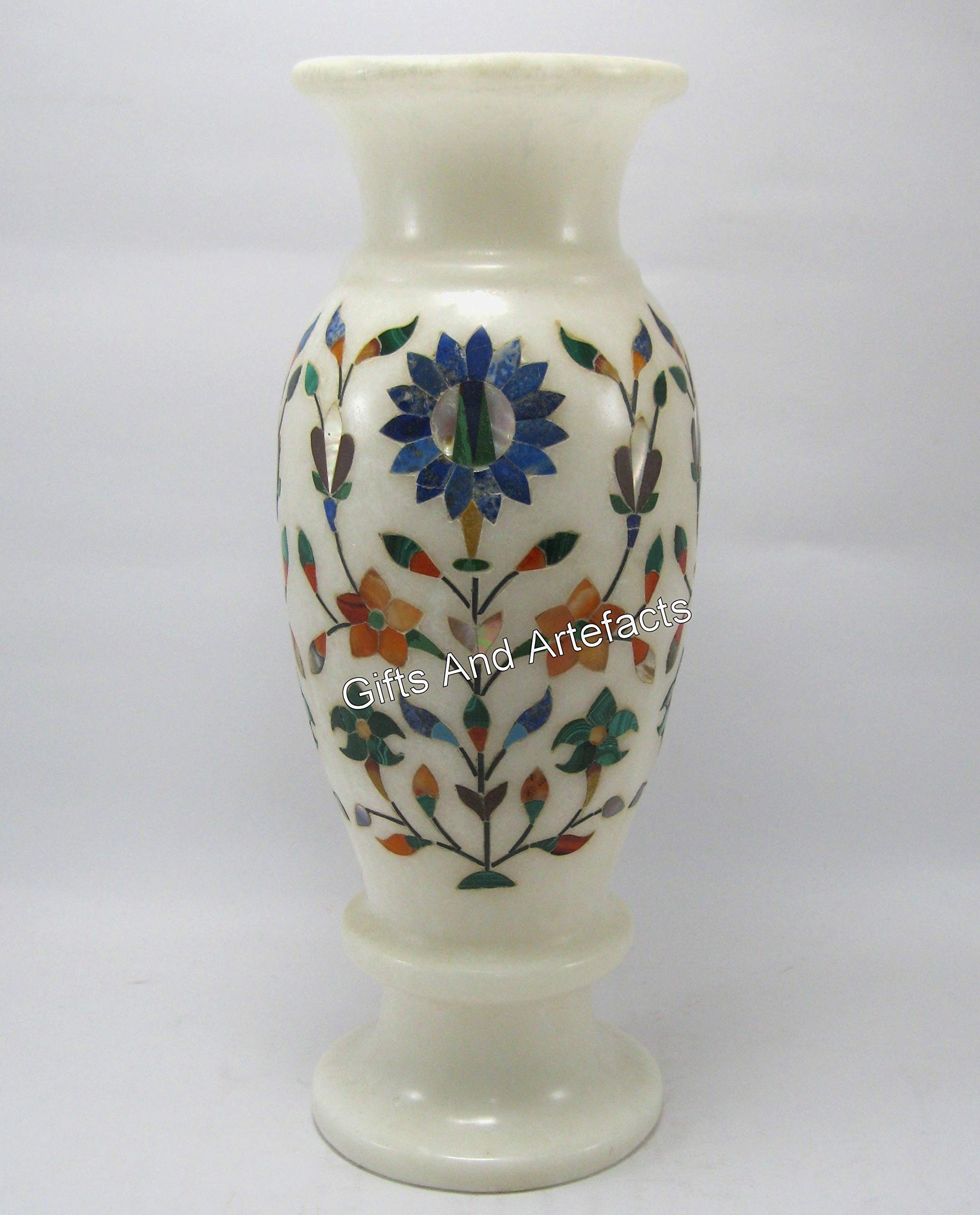 Pot de fleurs marbre blanc incassable Pietra Dura 20cm
