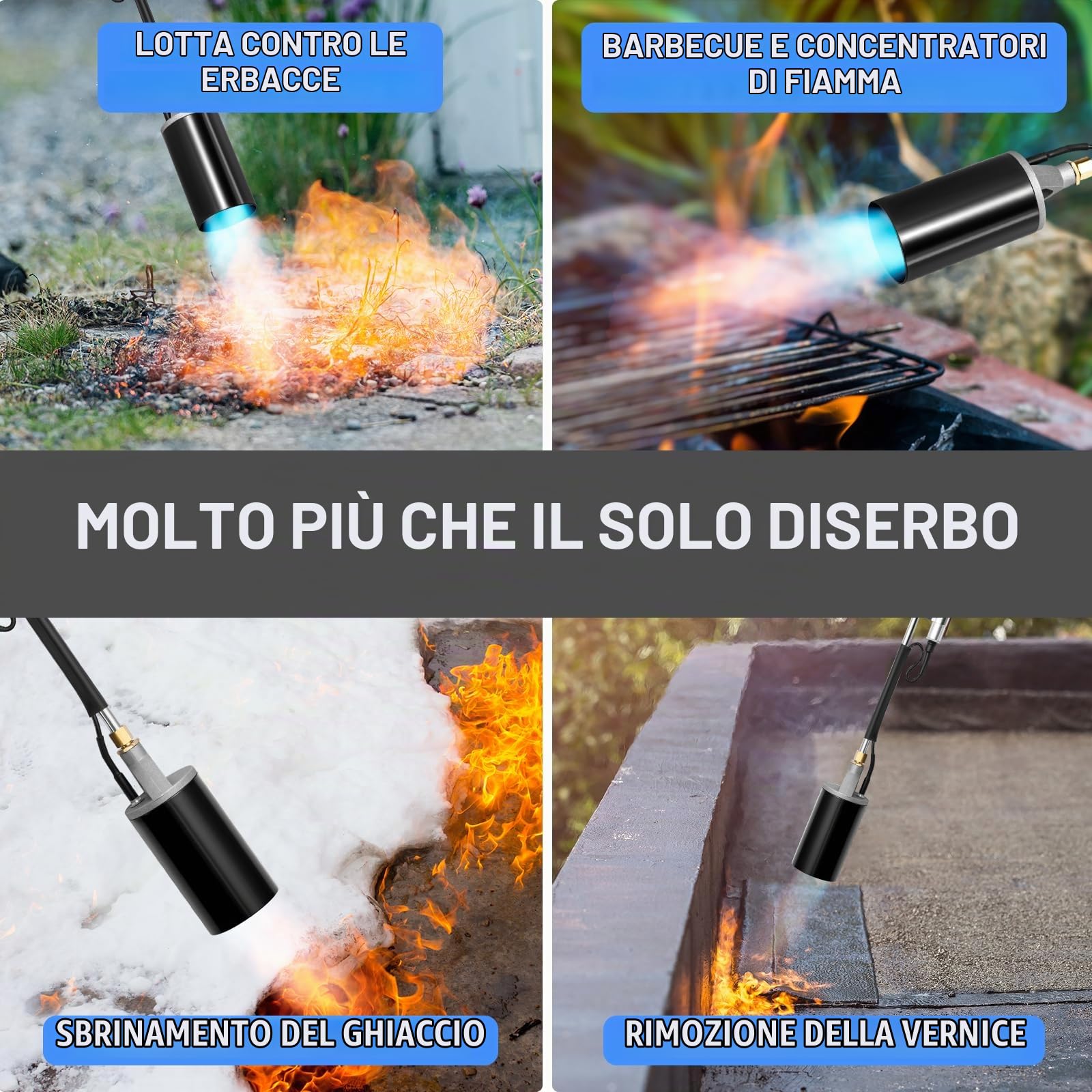 Torcia propano bruciatore erbaccia, 1.200.000 BTU ad alta uscita erbacce torcia lanciafiamme, bolla torcia con controllo fiamma e 30 "braccio lungo staccabile per giardino legno ghiaccio neve
